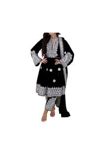 Vestido Afgano en Color Negro, Ropa Afgana Hecha a Mano con Bordado Charma en Color Blanco, Bordado en el Vestido 2023 - Product Image 6