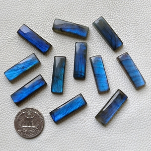 Labradorite bleue feu, forme rectangulaire à dos plat, taille cabochon de 5x10 à 15x40 mm, lot de pierres précieuses non montées, utilisées pour elle - Product Image 4