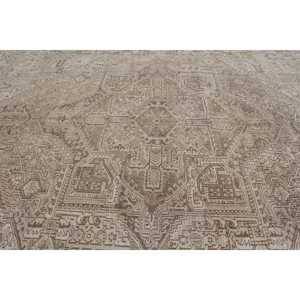 10x12.7 ft Rug, Turkish Rug, Vintage <b>Brown</b> <b>Wool</b> Animal Print Rug - Product Image 4