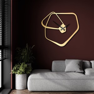 Modern Gold Metal Wall <b>Clock</b> Unique Abstract Wall Art Large Oversized Wooden Century Design Perfect <b>Table</b> Accent - Product Image 3