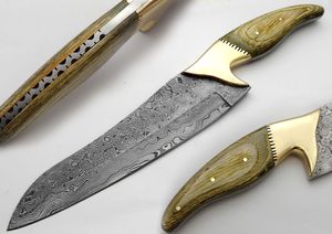 Cuchillos de caza de acero D2 hechos a mano personalizados con mango de madera y latón Cuchillo Bowie de alto pulido con Funda de cuero. - Product Image 6