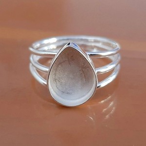 Vente en gros 925 Sterling Silver Triple Band Ring Poire 5x7mm Bezel Cup Blank Collet Ring DIY Handmade Jewelry Base Ring Supplies - Product Image 4