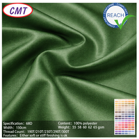 Tissu en taffetas de polyester lisse pour doublure de vêtements. Prix d'usine Taffetas de polyester pas cher 68D.