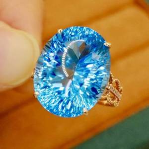 Anillo de oro de 14 quilates de moda para mujer Piedra de Topacio Azul suizo Compromiso Regalo de aniversario Celebración de piedra natal de noviembre - Product Image 6