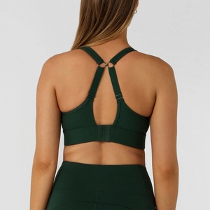Sujetador deportivo sin aros para mujer con tirantes cruzados, logo personalizado, almohadillas extraíbles, malla transpirable, sin costuras, Spandex/Nylon - Product Image 2