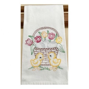 Fait sur mesure mai Floral mois brodé 100% coton biologique pas cher prix gaufré tissé mariage hôtel décoration serviettes de cuisine - Product Image 4