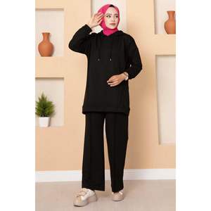 Conjunto de chándal con capucha negro para mujer - Product Image 1