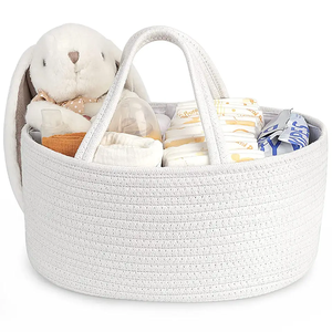 Cesta de Almacenamiento de Ropa para Bebés Plegable y Concisa al por Mayor <span class=keywords><strong>2023</strong></span>, Cesta de Mimbre de Algodón para Cambiar Pañales, Regalo para Baby Shower - Product Image 1