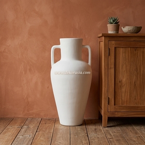 Vase rond en céramique rustique Buano, fait main, en terre cuite, récipient décoratif en grès, largeur 30 cm, vase de table, vente en gros - Product Image 5