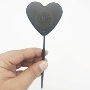 Venta caliente de calidad superior negro mate en forma de corazón espejo de pestañas de acero inoxidable mejor precio extensión de pestañas espejo de maquillaje - Product Image 1