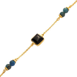 Cuadrado negro cuarzo oro bisel 925 Plata pulsera joyería venta al por mayor hecho a mano 925 joyería esterlina - Product Image 3