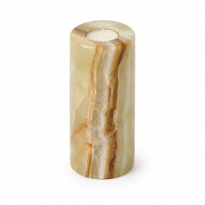 Support de bougie cylindrique en onyx naturel translucide, style Wabi Sabi, pour décoration de table, hôtel, spa, mariage, vente en gros, onyx arrondi - Product Image 1
