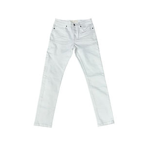 Tissu en denim noir, lavage moyen, respirant, léger, motif uni, taille mi-haute, coupe droite, décontracté, pour l'hiver, l'été, le printemps et l'automne - Product Image 3