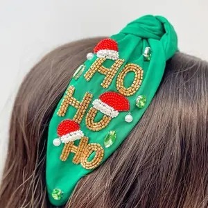 Accessoires de cheveux perlés de graine de collection de bandeau de Noël indiens faits à la main pour des tenues de fête - Product Image 4