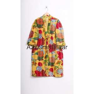 Robe Kimono Vintage 100 % Coton Pur pour Mariage Indien Demoiselle d'Honneur Style Bohème Fermeture à Cordon Longueur Genou Patchwork - Product Image 6