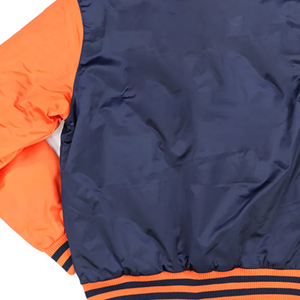 Chaqueta Bomber de Béisbol Varsity Personalizada Azul Marino y Naranja para Hombre, Unisex, Primavera, Seda/Algodón, Logotipo Frontal, Estilo Clásico Universitario - Product Image 5