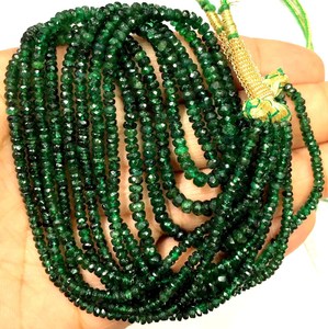 Perles de rondelle à facettes émeraude verte naturelle perles de pierres précieuses émeraude véritable collier d'émeraude cadeau pour l'occasion collier de femmes - Product Image 6