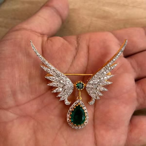 เข็มกลัด925เงินสเตอร์ลิงสำหรับทุกเพศดีไซน์ล่าสุดปักหมุดลูกแพร์เพชรโมอิสซาไนท์ทรงกลมเครื่องประดับสุดหรูของขวัญที่สมบูรณ์แบบ - Product Image 1