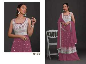 Ropa étnica india y pakistaní Heavy Faux Georgette Salwar Kameez con trabajo de bordado de secuencia Exportador indio - Product Image 3