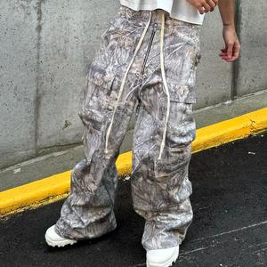 กางเกงคาร์โก้ผ้ายีนส์สำหรับผู้ชายกางเกงขาบานผ้ายืดแบบหลายชั้นสไตล์ยุโรปและอเมริกัน - Product Image 4