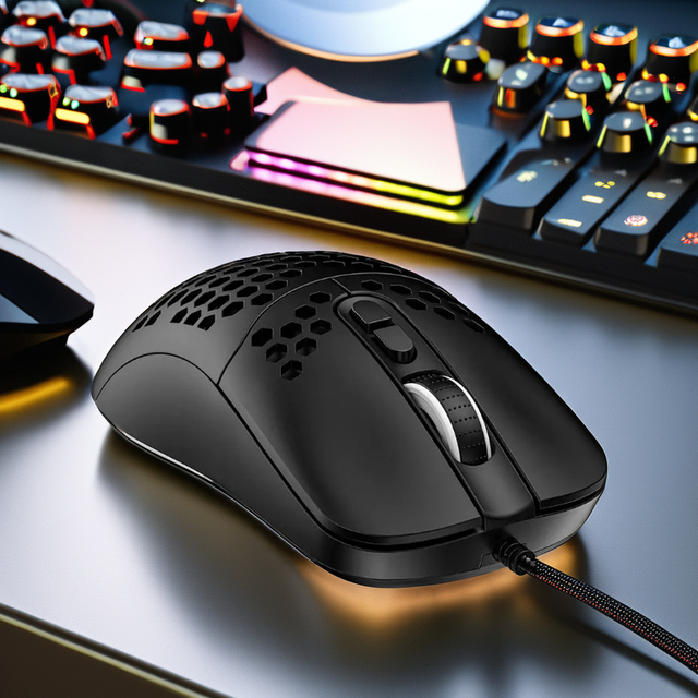 Professional Wired USB Optical Gaming Mouse with RGB Lights Adjustable Backlight, Right Handed Style, Office Essential