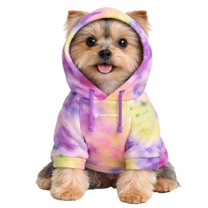 Sweat à capuche en velours pour chien, motif tie-dye arc-en-ciel, en peluche douce, pull confortable et chaud pour l'hiver, pour chiens de petite et moyenne taille - Product Image 1
