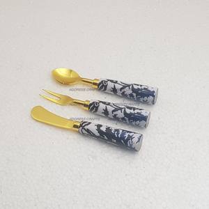 ราคาไม่แพงชุดช้อนส้อมสแตนเลสสตีล Flatware สีน้ําตาล Terrazzo จับเครื่องครัวบ้าน รุ่นมือสองสไตล์ยอดขายสูงสุด - Product Image 5