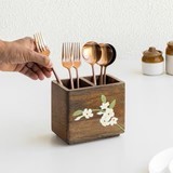 Support à couverts en bois de manguier personnalisable, écologique, durable, design peint à la main, utilisation quotidienne pratique, repose-cuillère de cuisine, lave-vaisselle - Product Image 5