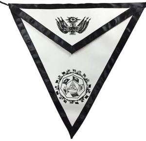 Masonic regalia scottish Rite apron 32องศาสีดำอิฐธงฟรีเมสันมาสเตอร์หนังแกะสีขาว - Product Image 1