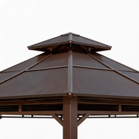 Ensemble de balançoires et de table à manger pour extérieur avec toit rigide en aluminium |   Gazebo de jardin résistant aux intempéries pour 6 personnes avec table et balançoire pour la cour de villa