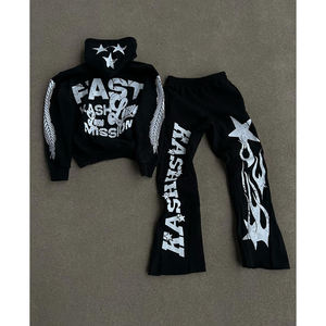 Customized Printing Mens <b>Oversized</b> Streetwear <b>Hoodies</b> and Sweatpants Sets Blank Jogging Contrast <b>Stitching</b> Hooded Tracksuit - Product Image 4