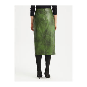 Jupe verte en batik pour femmes, jupe en similicuir Desenli Suni Deri Etek TR, très colorée - Product Image 2