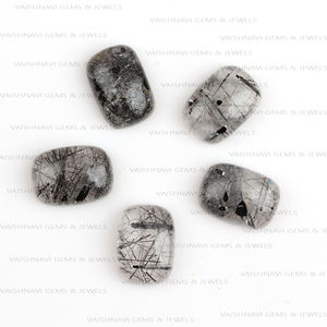Quartz rutile noir naturel de haute qualité 10x14mm Cabochon coupe coussin calibré haute poli sans trou fabrication de bijoux en vrac - Product Image 1