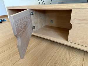 <b>White</b> Oak TV Stand Solid Wood Media Console Handmade Furniture With Open <b>Shelves</b> And Cabinets Available In Multiple Sizes - Product Image 4