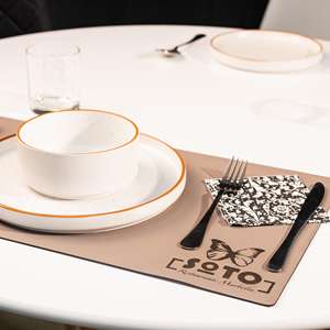 Elegant Leather Dining <b>Table</b> <b>Mats</b> Smell Proof Heavy Duty Comfortable Non Slip Waterproof Washable Heat Resistant Restaurant Use - Product Image 5
