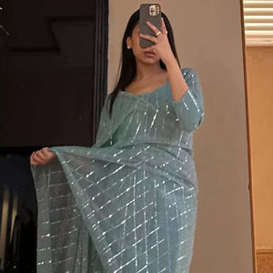 Premium Imported Net <b>Fabrics</b> Embellished With Beautiful Tikli Work With Silk Inner Saree Collection For <b>Indian</b> Women - Product Image 1