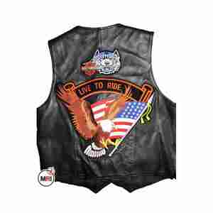 Gilet en cuir de style vintage en cuir avec gilets de moto motard mode personnalisés certifiés vestes de gilet en cuir - Product Image 1