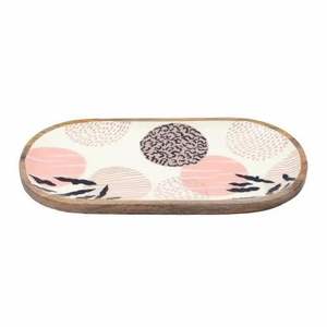 Plateau ovale en bois artisanal, écologique et durable, motif imprimé en émail, poignées latérales, plateau de service décoratif, mariage, Diwali - Product Image 3