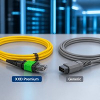 Kabel Patch Fiber Optik MPO/MTP High-Density 12/24 Core Multimode OM3 10Gbps RJ45 Boot Transparan PVC Panjang Sesuai Pesanan