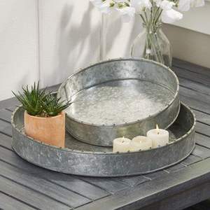 Plateau galvanisé unique pour servir des collations ou des boissons avec une apparence de ferme attrayante et une surface métallique robuste - Product Image 2