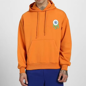 เสื้อมีฮู้ดแบบสวมหัวผ้าเทอร์รี่สีส้ม2024สำหรับผู้ชายเสื้อผ้าสไตล์ฝรั่งเศสระบายอากาศได้ไซส์ใหญ่ - Product Image 1