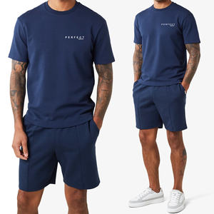 Haute qualité 240 Gsm pur noir hommes été vêtements décontractés ensemble T-Shirt et pantalon à la mode survêtement avant Logo vêtements pour hommes - Product Image 2