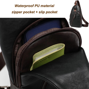 Sac de poitrine minimaliste en cuir véritable pour homme, sac à bandoulière avec fermeture éclair, durable, usage quotidien, toutes saisons - Product Image 6