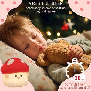 Cute Mushroom Night <b>Light</b> Silicone LED Lamp Multicolored Changing Colors Tap Control For Babies And Kids <b>Small</b> Size - Product Image 2