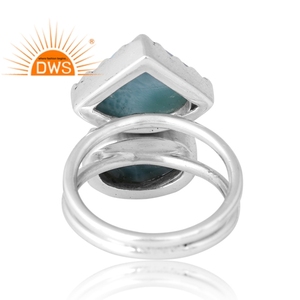 Anillo de Plata de Ley 925 con Piedra Preciosa de Larimar Natural, Joyería Personalizada para Mujer, Regalo para Ella, Fabricante de Joyería India - Product Image 2
