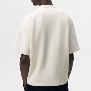 T-shirt de luxe uni et lourd de haute qualité personnalisé T-shirt 100% coton vierge à col rond avec logo imprimé personnalisé pour hommes - Product Image 3