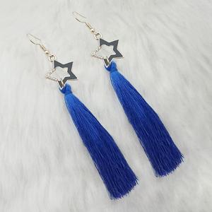 Tip Top Fashions Star Design Boucles d'oreilles pompon plaqué or bleu 1313326D - Product Image 1