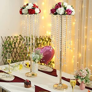 Grand support de fleurs en cristal décoration de mariage porte-fleurs pièce maîtresse support de fleurs en cristal argent fabriqué à la main - Product Image 5
