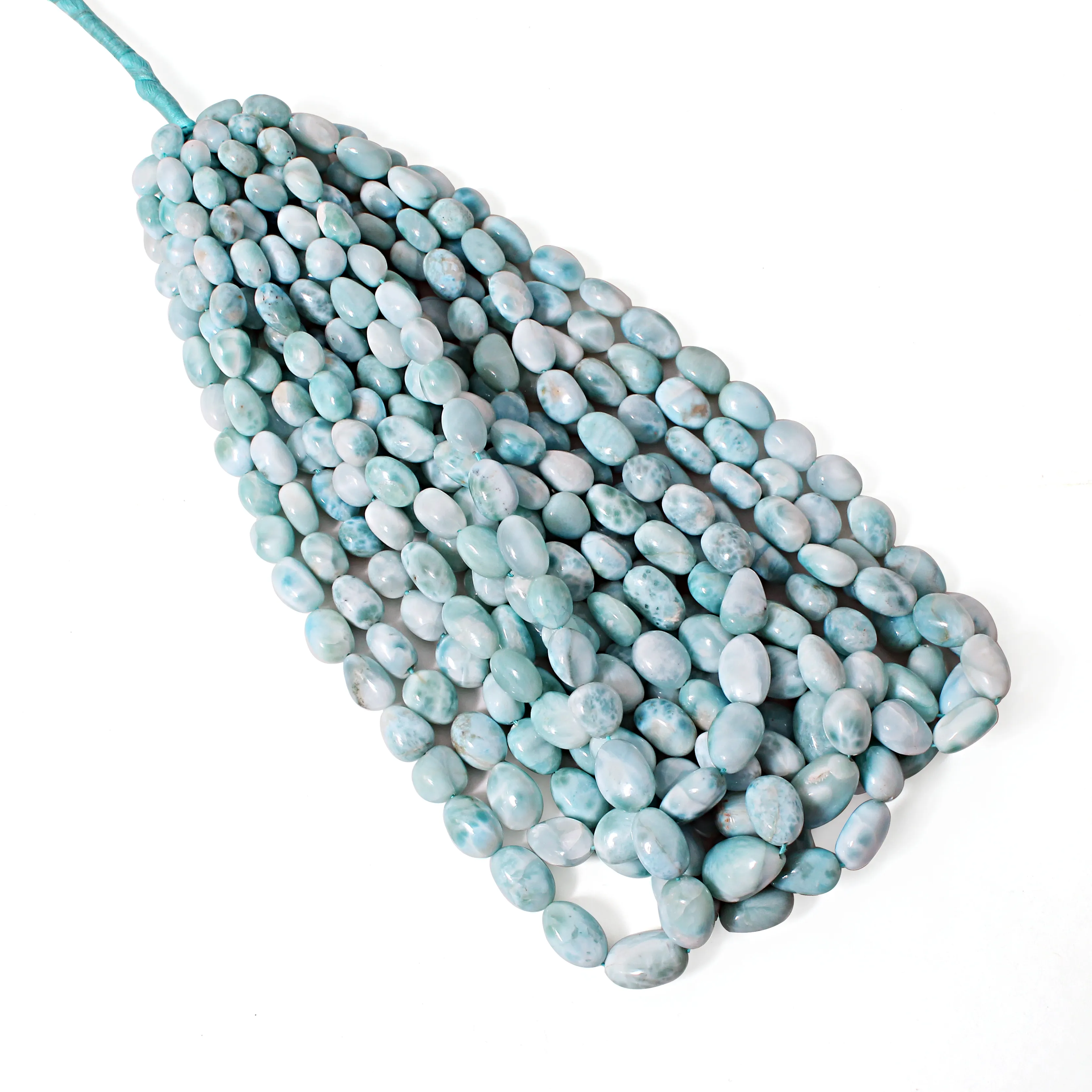 Blue Larimar Polished Tumbled Stone Beads Strand, Larimar Nuggets Gemstone Beads For Jewelry Making