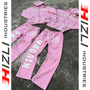 100%Custom Solid Heavyweight Fleece Streetwear Eco-Friendly Sweatsuit Distressed <b>Embroidery</b> <b>Set</b> Rhinestone Sunfade Wash - Product Image 2